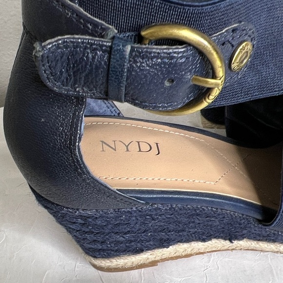 NYDJ Dark Blue Wedge Sandals Size 7.5 - Picture 3 of 13